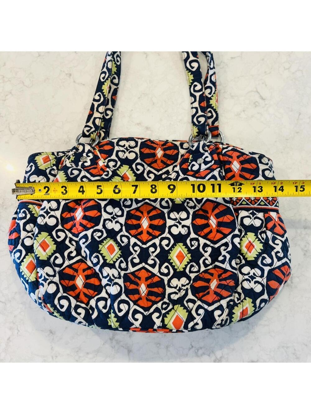 Vera Bradley Sun Valley Shoulder Purse Tote Bag Blue Orange - Picture 2 of 6